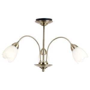 Endon 124 3ab Petal 3 Light Ceiling Fitting Antique Brass Frosted