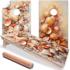 Beautiful Shells Painting Art Beach House Cornhole Decal for Board Cover Sticker