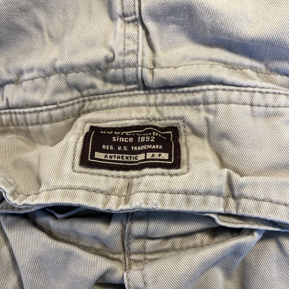 Pantalones Cortos Abercrombie & Fitch Niños Algodón Pesado Beige Cordón Carga Caqui Talla 16 Foto 4 de 4