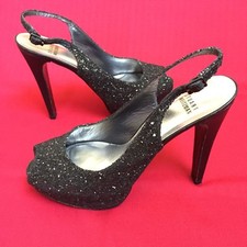 Stuart Weitzman Black Slingback Peep Toe Formal Dress Pumps