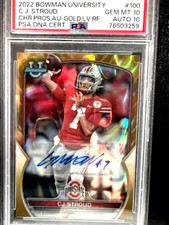 CJ STROUD 👀 2022 Bowman Chrome Gold Lava RC Auto /50 PERFECT PSA 10
