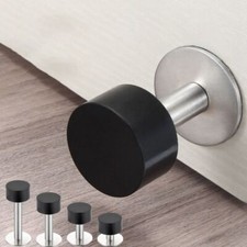 Non Punch Door Stopper Wall Mounted Door Touch Stainless Steel Rubber Stopper
