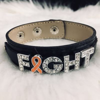 Orange Ribbon Bling Bracelet Leukemia Multiple Sclerosis Kidney Cancer Jewelry