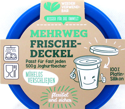 4 Mehrweg Frische Deckel aus Silikon wiederverwendbar für 500g Joghurtbecher NEU