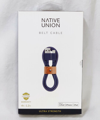 NEW Native Union Belt Cable Ultra Strength MARINE BLUE 4ft 8-Pin USB for iPhone