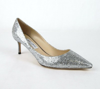 sequin pumps silver
