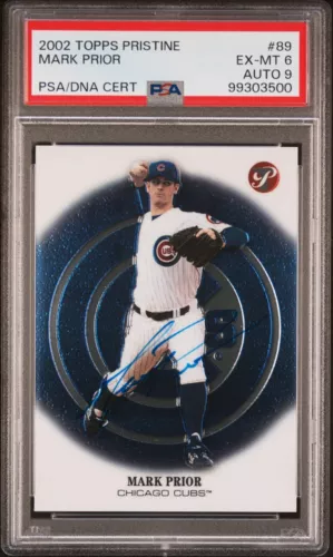PSA 6 / 9 AUTO MARK PRIOR 2002 TOPPS PRISTINE ROOKIE AUTOGRAPH CARD #89 CUBS RC