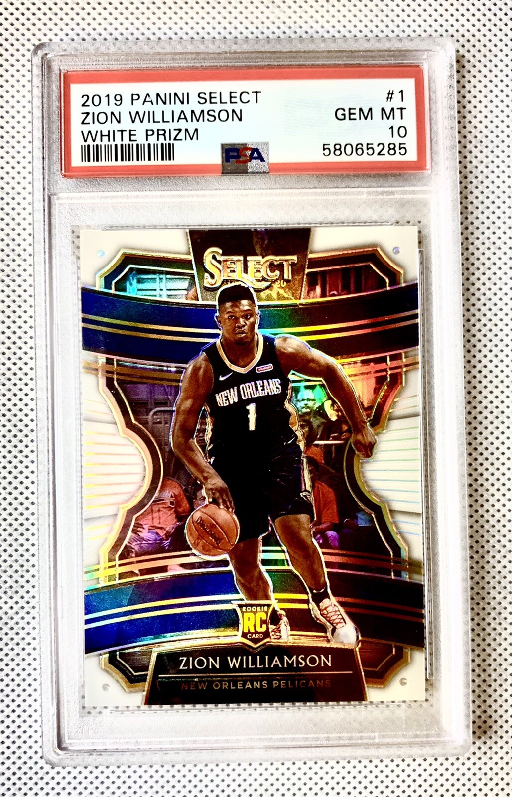 2019-20 ZION WILLIAMSON SELECT NEON WHITE PRIZM # /149 RC CONCOURSE #1 PSA10!