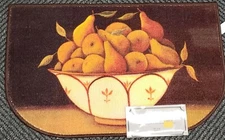 PRINTED NYLON KITCHEN RUG (nonskid)(18" x 30") BASKET OF PEARS, D shape, AH