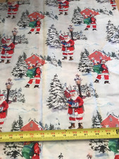 Christmas Fabric - Santa Claus Scene winter White - 2/3 yard presents