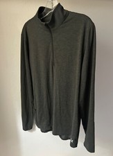 Vuori Heather Grey Ease Performance Zip Long Sleeve Shirt V221 Mens MEDIUM