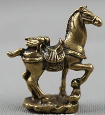 2.2" Collection Curio Chinese Bronze Auspicious Animal Horse Fly Small Statue