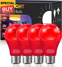Red Light Bulbs 4 Pack Christmas A19 LED 9W 60W Equivalent E26 Base Non-Dimm