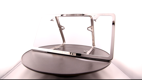 Fit AMG Laser Etching Stainless Steel Polish Chrome Slim License Frame w/Cap - Video 1 of 1
