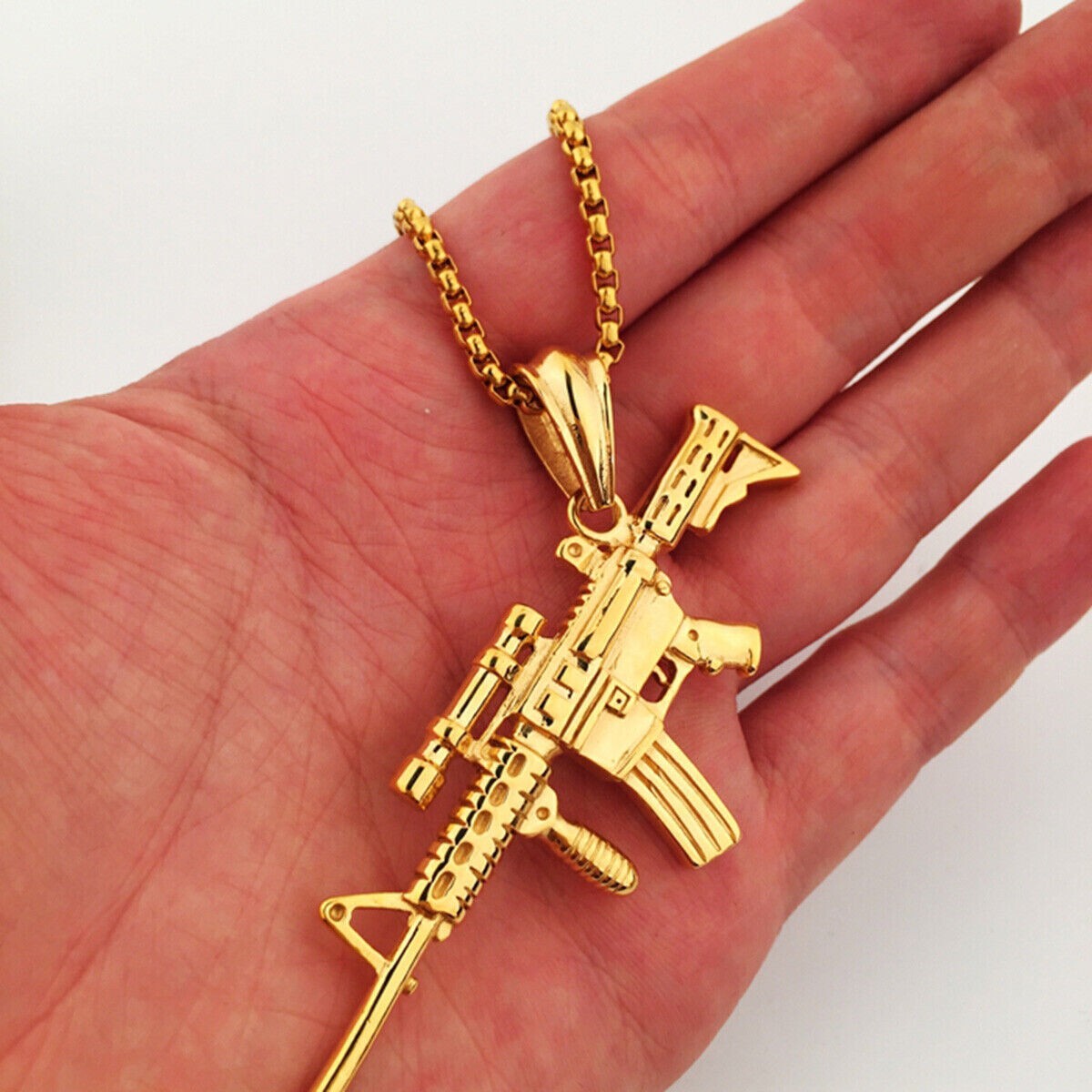 Collana acciaio con chiama angeli da 2cm gold