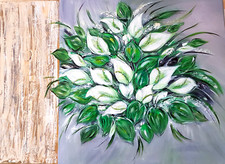 Quadro acrilico, astratto, fantasia fiore, pezzo unico, arte, pittura