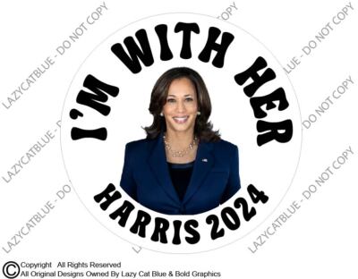 Kamala Harris Decal Sticker Im With Her 2024 Vote Blue Walz Cat Lady Trump MAGA