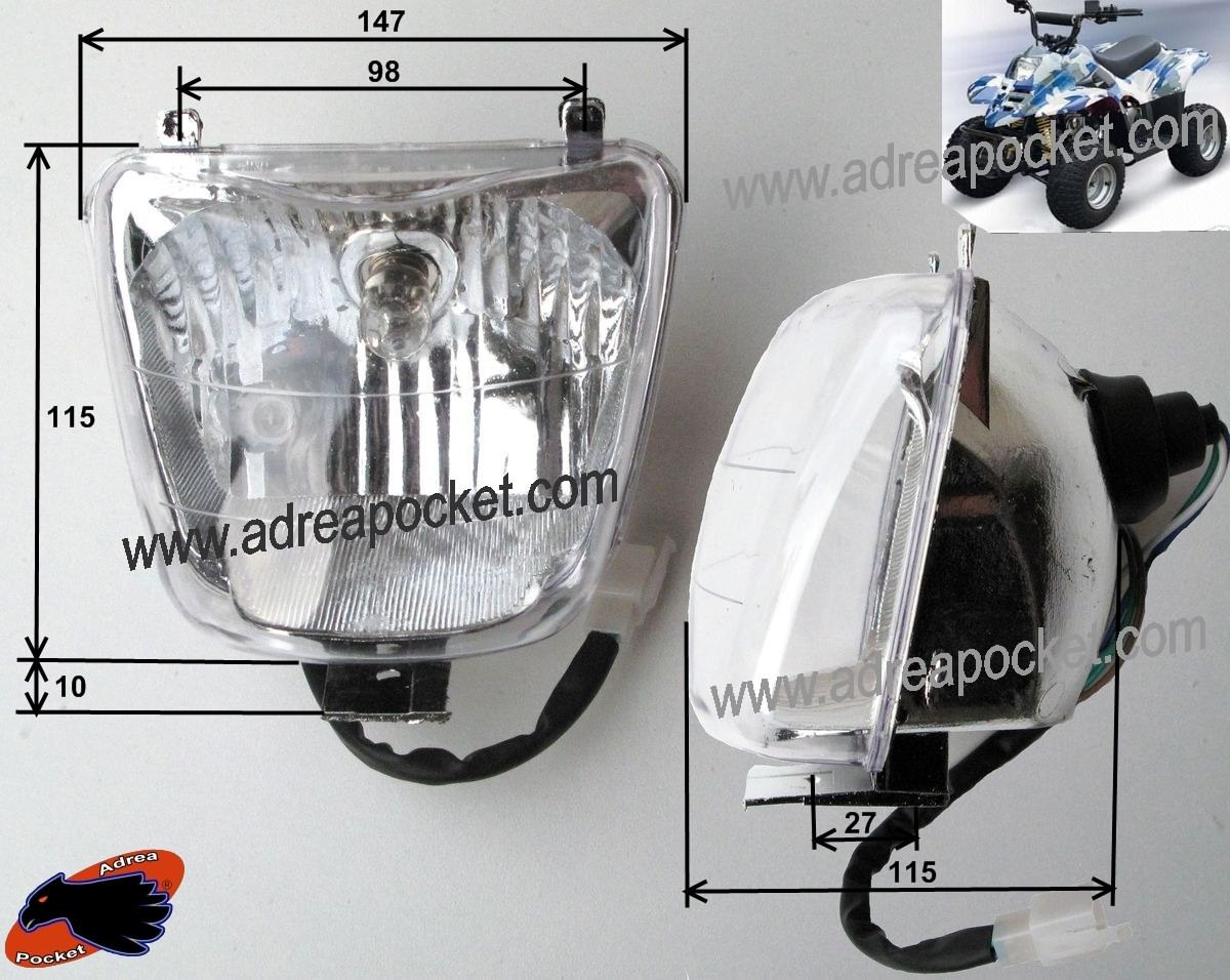 Feu avant Quad ATV chinois 110cc avec optique cristal et faisceau large