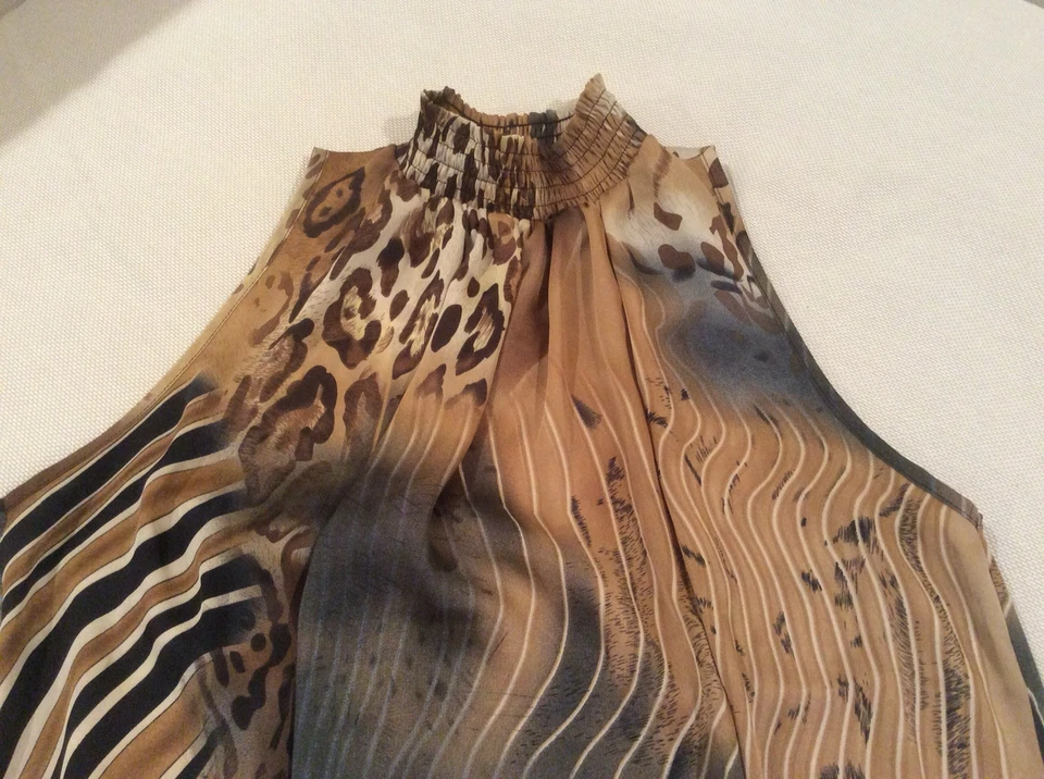  Agora женщин Топ блузка многоцветный горошек цветочный в полоску черепаха шеи размер M - Изображение 4 из 4