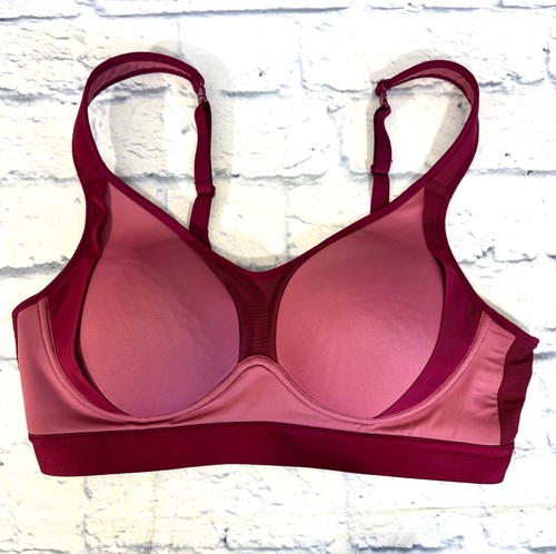 Jockey Women's Large Forever Fit Sports Bra Molded Cut Burgundy/Pink Mid Impact - Picture 2 of 4