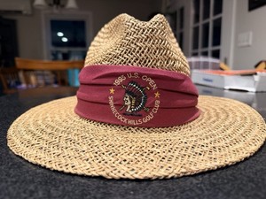 Vtg Golf  Us Open 1997 Congressional Hat Womens Straw Woven Shade Wide Brim Hat 1997 US Open Golf Congressional Hat– VNTG Shop main image 2