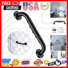 12 Inch Black Shower Grab Bar w/Anti Slip Rubber Grip, Stainless Steel Bath G...