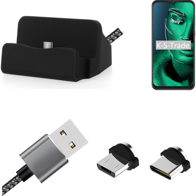 Ladestation für ZTE Blade 10 + USB-Typ C u. Micro-USB-Adapter