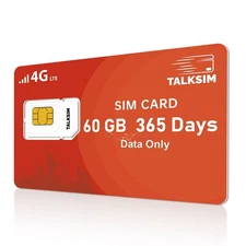 365Days 60GB High-Speed 4G LTE Data SIM - USA Compatible Unlocked Devices