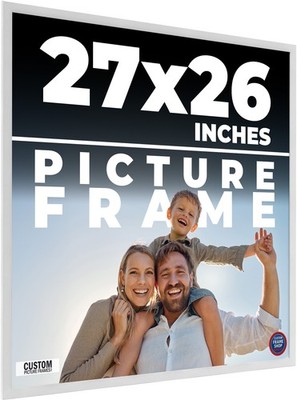 27x26 Frame White Real Wood Picture Frame Width 0.75 inches | Interior Frame Dep