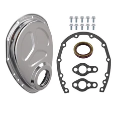 Timing Cover Kit for SB Chevy V8 283 327 350 383 400 Chrome w/ Bolts Gaskets