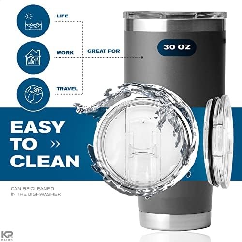 2 Pack Universal 30 oz Tumbler Lids - Sliding Closure Spill-Proof & Splash Re...