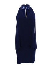Betsy & Adam Women's Sequin-Embellished Sheath Dress (6, Navy) 749709210104