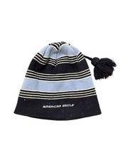 American Eagle Hat Beanie One Size Navy White Blue Stripe Knit