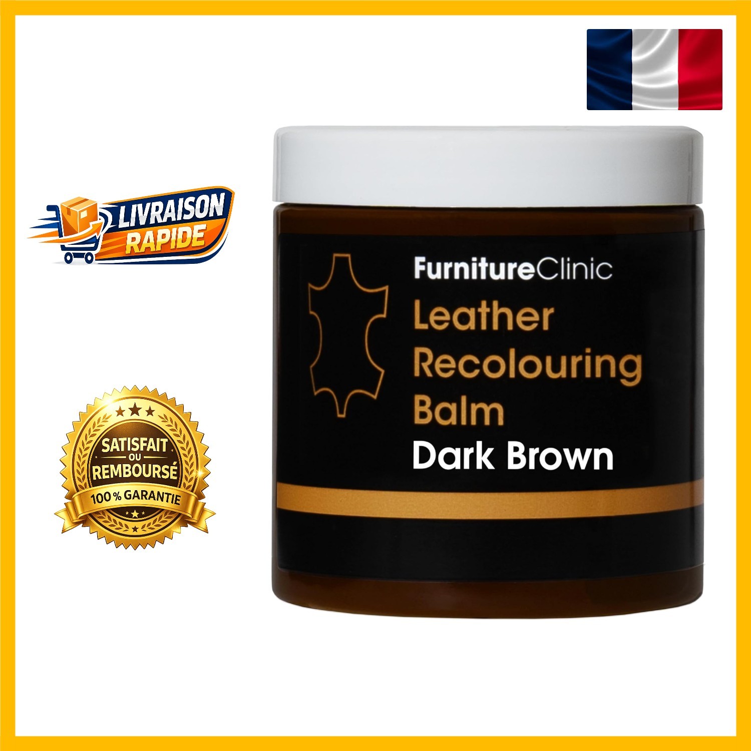 Crème de recoloration cuir délavé de 250 ml pour effacer les rayures