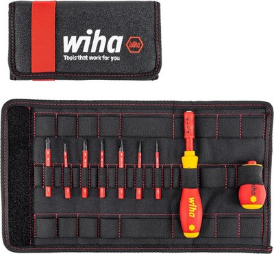 Wiha Schraubendreher  Bit Set slimVario 10 tlg. in Falttasche | VDE Elektriker