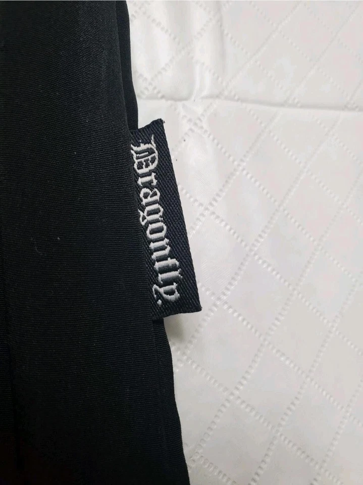 Dragonfly Shirt Mens Large Black Gray Tribal Embroidered Button Up Bowling Style - Image 4 of 4