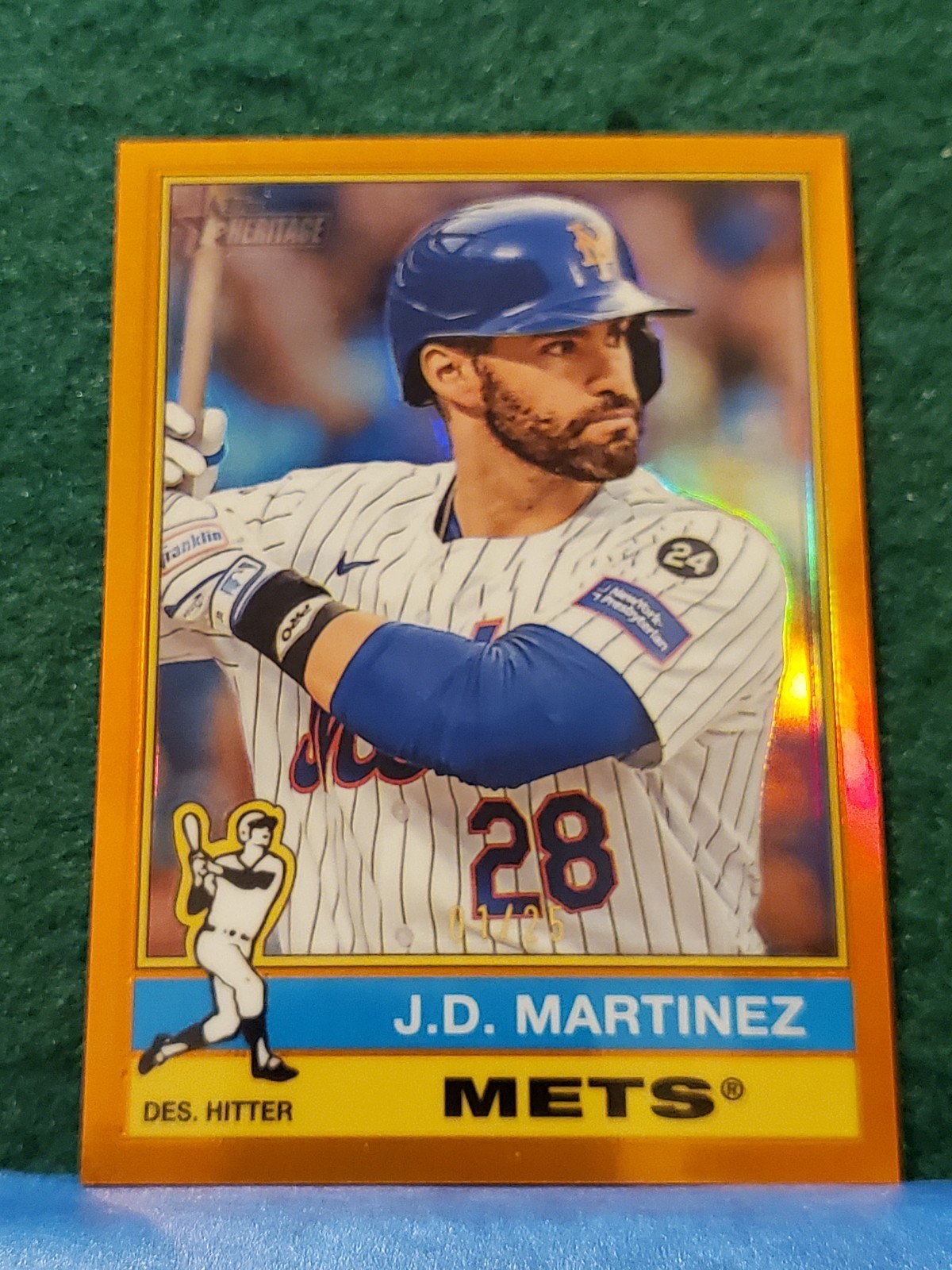 2025 Topps Heritage Chrome Gold Border Refractor 1/25 #316 J.D. Martinez Mets