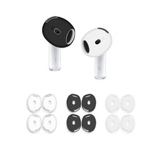 6 Pairs Ear Cover for AirPods 4,Anti Slip Skin Tips Black White