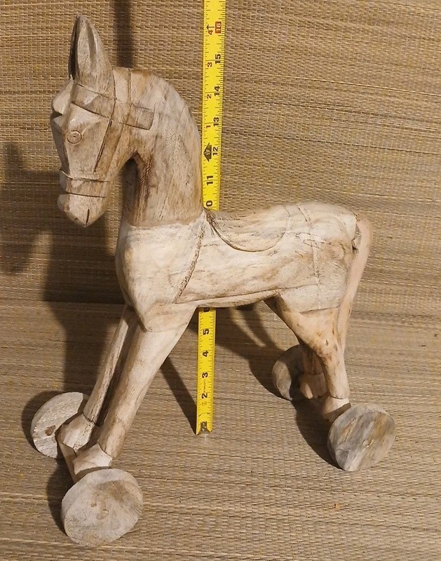 Wooden Horse On Wheels : Stunning Carved Folk Art