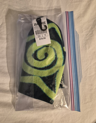 A.LAB Star Skully Beanie Hat Green Swirl Y2K Skate SOLD OUT Zumiez NWT