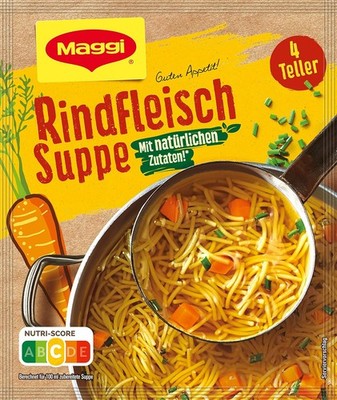 Maggi Guten Appetit, Rindfleisch Suppe, 85g Beutel, ergibt 4 Teller, 10er Pack