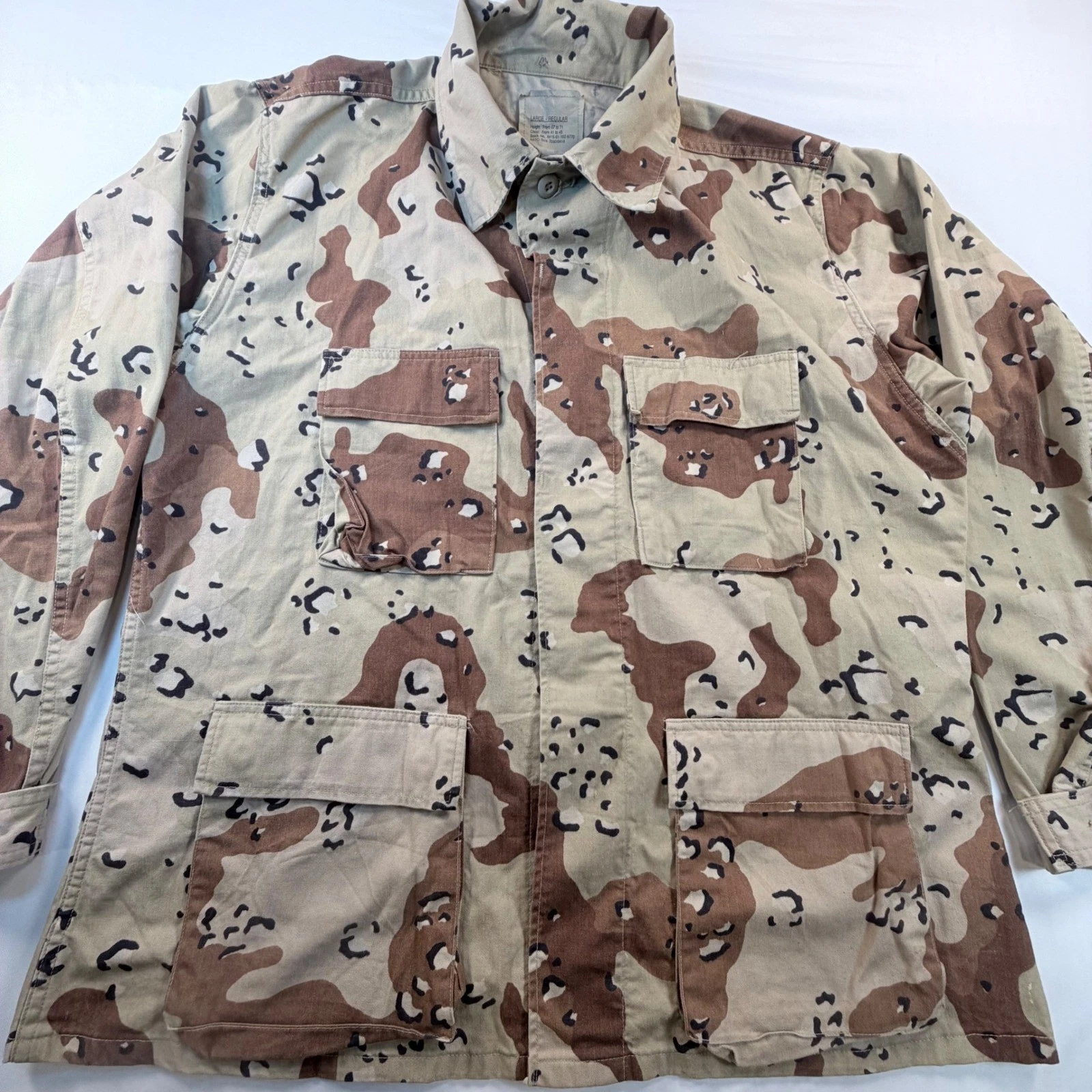 US Military Desert Storm Chocolate Chip Camo Combat Coat Jacket Large Reg