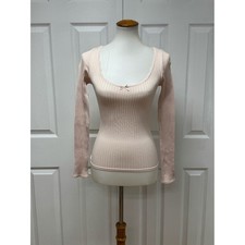 Top Zara Baby Rosa Acanalado Ajustado Manga Larga - Talla M.