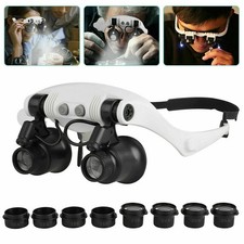 10x 15x 20x 25x LED Headband 21mm Magnifying Glass Jewel Watch Repair Magnifier