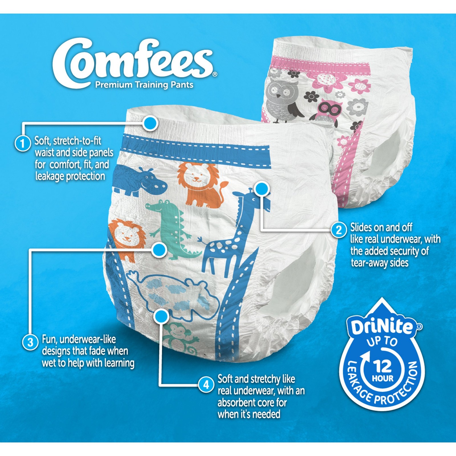 Comfees Toddler Toddler Training Pants Size 2T to 3T Up to 34 lbs. CMF-G2 26 Ct