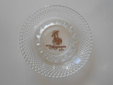 Vintage Glass Hotel Algonquin Hobnail Ashtray with Brown Logo & Lettering