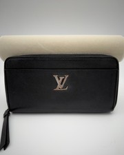 Authentic Louis Vuitton LV Zippy Lockme Leather Zip Around Long Wallet Black NFC