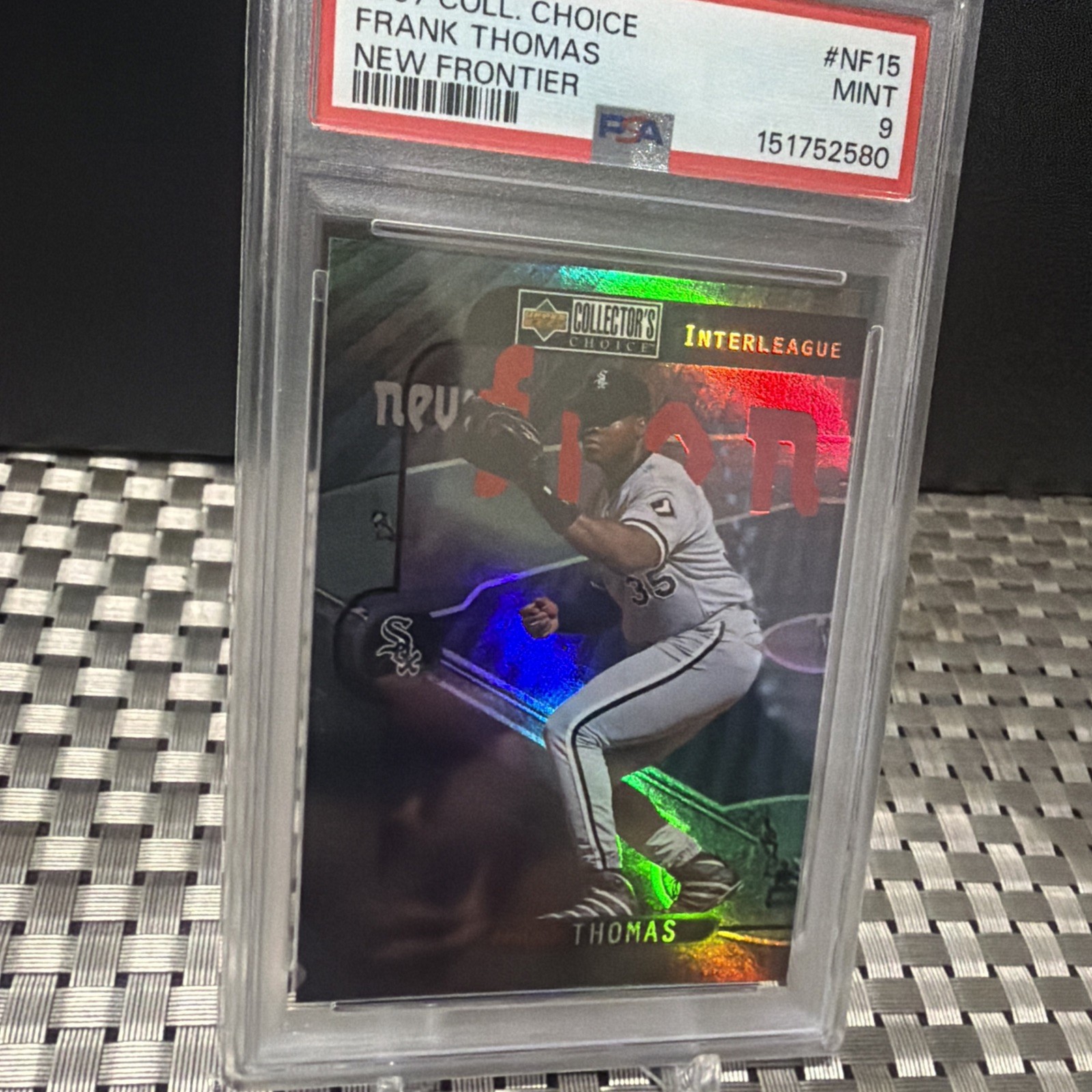 1997 UD Collector's Choice Interleague Frank Thomas White Sox NF15 Holo PSA 9 view 2