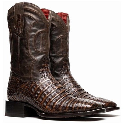 Tucson Genuine Caiman Belly Skin Brown Cowboy Boot | Marco Di Milano Western