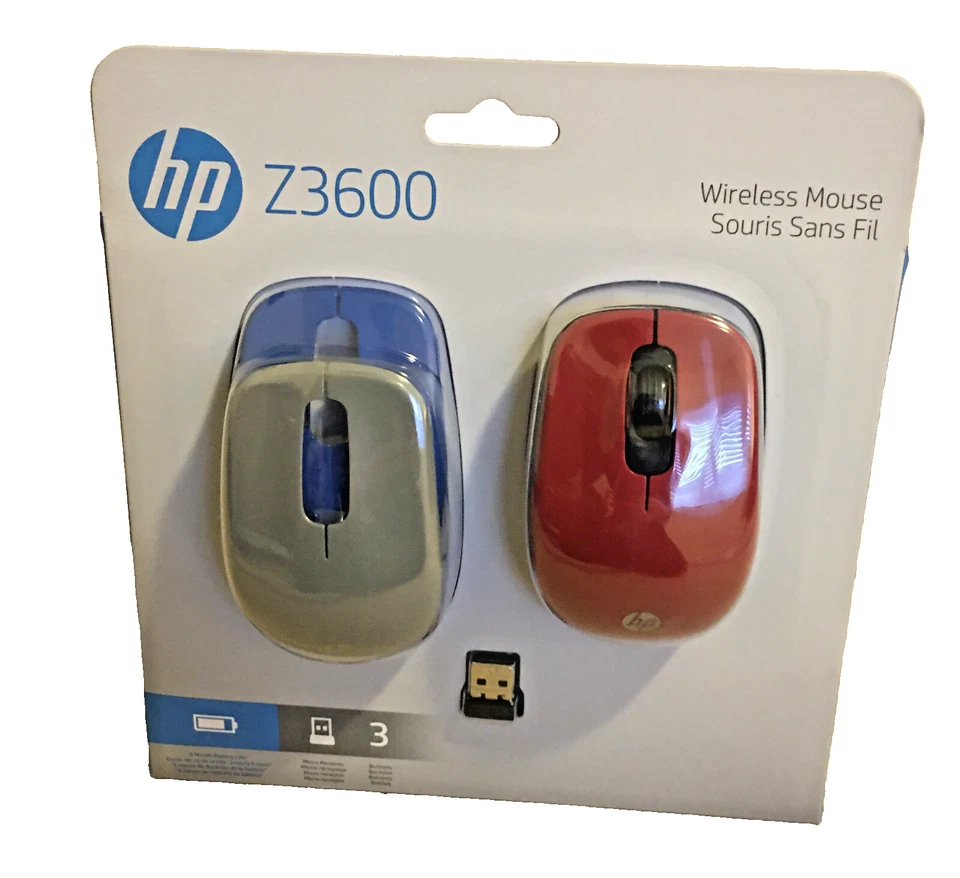HP Z3600 Wireless Optical USB Mouse (with 3 Interchangeable Colour Covers) - Image 2 of 4